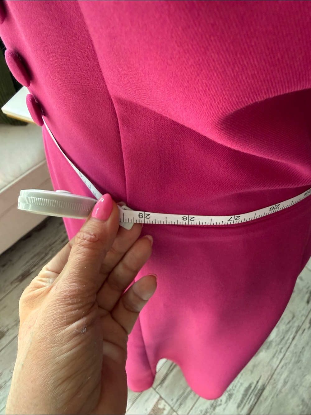 NWOT Fuchsia Midi Dress with Bow Neckline - Picture 5 of 6